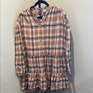 GAP Tan Plaid Ruffle Dress NWOT